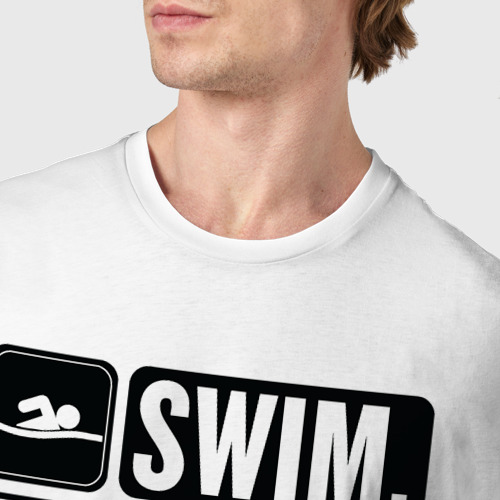 Мужская футболка хлопок Swim bike run, цвет белый - фото 6
