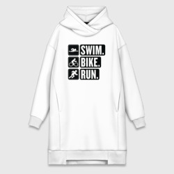Платье-худи хлопок Swim bike run