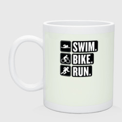 Кружка керамическая Swim bike run