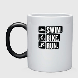 Кружка хамелеон Swim bike run