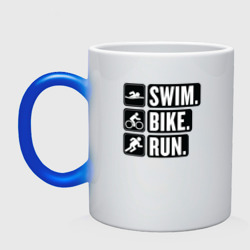 Кружка хамелеон Swim bike run