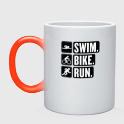 Кружка хамелеон Swim bike run