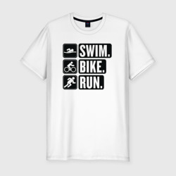 Мужская футболка хлопок Slim Swim bike run