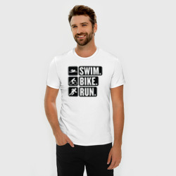 Мужская футболка хлопок Slim Swim bike run - фото 2
