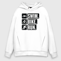 Мужское худи Oversize хлопок Swim bike run