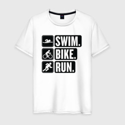 Swim bike run – Мужская футболка хлопок с принтом купить со скидкой в -20%