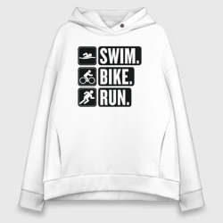 Женское худи Oversize хлопок Swim bike run