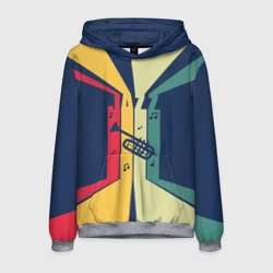 Мужская толстовка 3D Труба в разноцветных полосах Jazz music