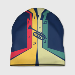 Шапка 3D Труба в разноцветных полосах Jazz music