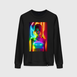 Женский свитшот хлопок Japanese girl neon glow - neural network