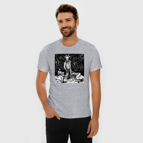 Мужская футболка хлопок Slim с принтом David Leatherhoff, фото на моделе #1