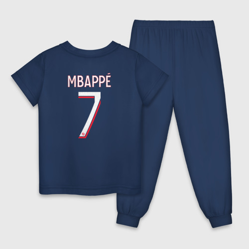 Детская пижама хлопок Килиан Мбаппе форма ФК ПСЖ 23-24 домашняя, цвет темно-синий - фото 2
