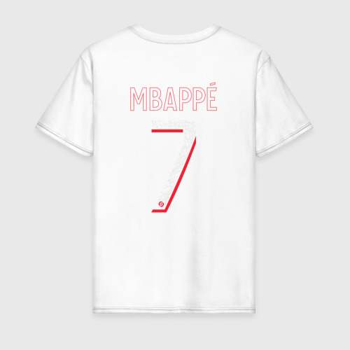 Мужская футболка из хлопка с принтом Килиан Мбаппе форма ФК ПСЖ 23-24 домашняя, вид сзади №1