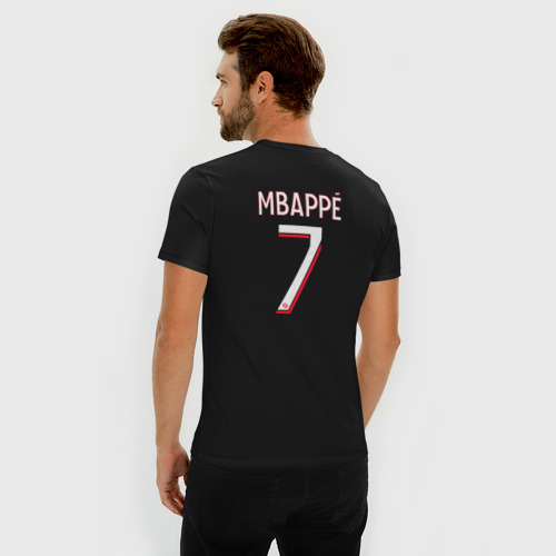 Мужская футболка хлопок Slim Килиан Мбаппе форма ФК ПСЖ 23-24 домашняя, цвет черный - фото 4
