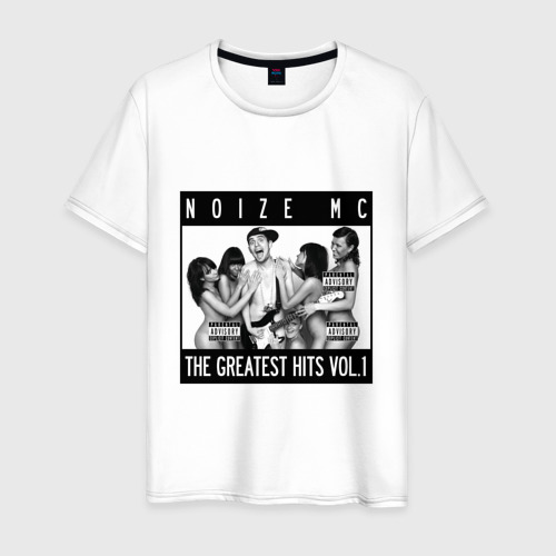 Мужская футболка из хлопка с принтом Noize with girls, вид спереди №1