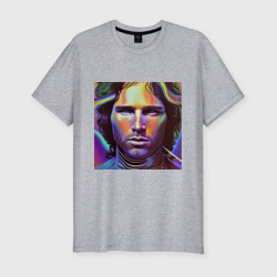 Мужская футболка хлопок Slim Jim Morrison neon portrait art