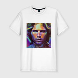 Мужская футболка хлопок Slim Jim Morrison neon portrait art