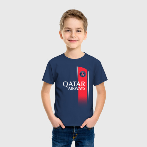 Детская футболка хлопок Лионель Месси форма ФК ПСЖ 23-24 домашняя, цвет темно-синий - фото 3