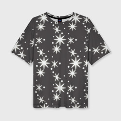 Женская футболка oversize 3D Звёздные снежинки