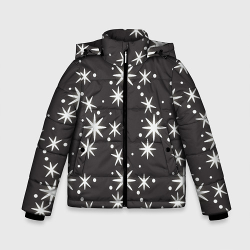 Зимняя куртка для мальчиков 3D Звёздные снежинки, цвет светло-серый