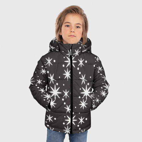 Зимняя куртка для мальчиков 3D Звёздные снежинки, цвет светло-серый - фото 3