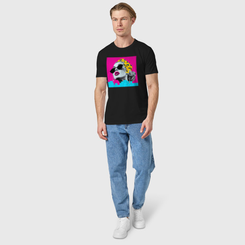 Мужская футболка хлопок Дама в Очках Popart, цвет черный - фото 5