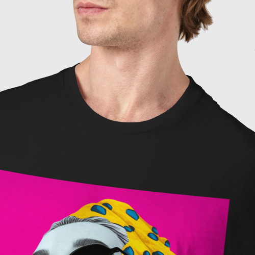 Мужская футболка хлопок Дама в Очках Popart, цвет черный - фото 6