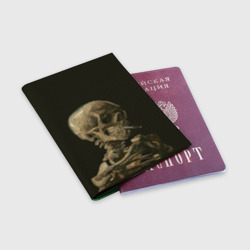 Обложка для паспорта матовая кожа Череп с Сигаретой - картина ван Гога - фото 2