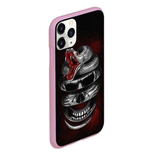 Чехол для iPhone 11 Pro Max матовый Snake skull, цвет розовый - фото 3