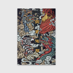 Обложка для паспорта матовая кожа Japanese art irezumi - tiger and dragon
