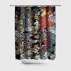 Штора 3D для ванной Japanese art irezumi - tiger and dragon