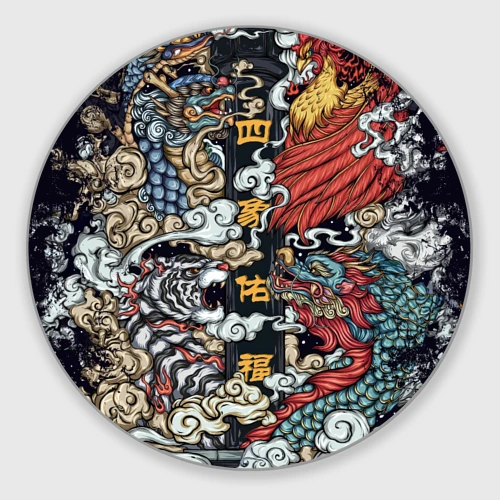 Круглый коврик для мышки Japanese art irezumi - tiger and dragon