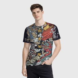 Мужская футболка 3D Japanese art irezumi - tiger and dragon - фото 2