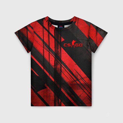 Детская футболка 3D CS GO black and red, цвет 3D печать