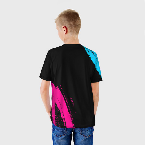 Детская футболка 3D DanMachi - neon gradient: надпись, символ, цвет 3D печать - фото 4