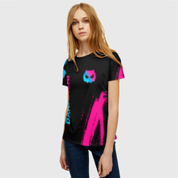 Женская футболка 3D DanMachi - neon gradient: надпись, символ - фото 2