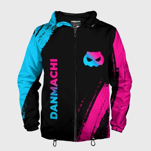 Мужская ветровка 3D DanMachi - neon gradient: надпись, символ, цвет черный