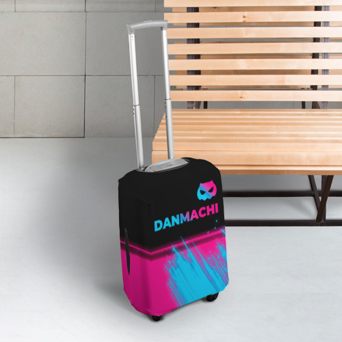 Чехол для чемодана 3D DanMachi - neon gradient: символ сверху, цвет 3D печать - фото 3