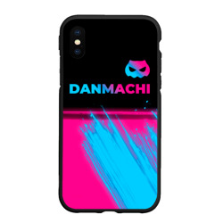 Чехол для iPhone XS Max матовый DanMachi - neon gradient: символ сверху