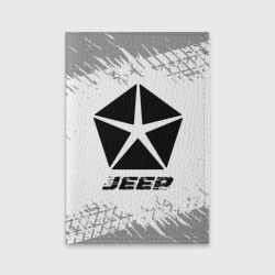 Обложка для паспорта матовая кожа Jeep Speed на светлом фоне со следами шин