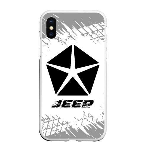 Чехол для iPhone XS Max матовый Jeep Speed на светлом фоне со следами шин