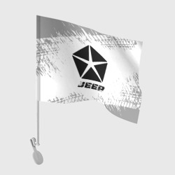 Флаг для автомобиля Jeep Speed на светлом фоне со следами шин