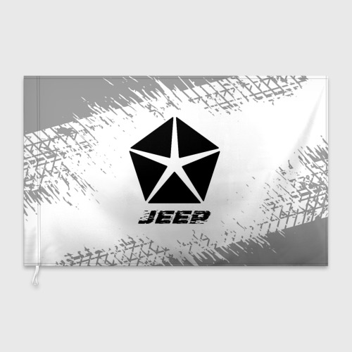 Флаг 3D Jeep Speed на светлом фоне со следами шин - фото 3