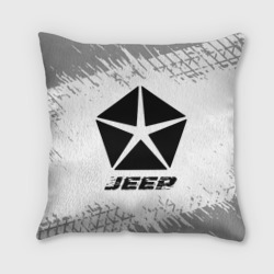 Подушка 3D Jeep Speed на светлом фоне со следами шин