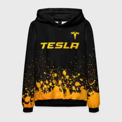 Мужская толстовка 3D Tesla - gold gradient: символ сверху