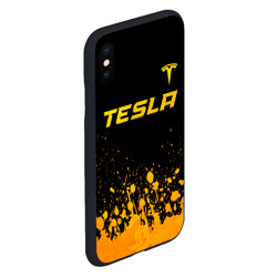 Чехол для iPhone XS Max матовый Tesla - gold gradient: символ сверху - фото 2