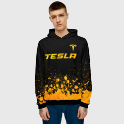 Мужская толстовка 3D Tesla - gold gradient: символ сверху - фото 2
