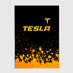 Постер Tesla - gold gradient: символ сверху