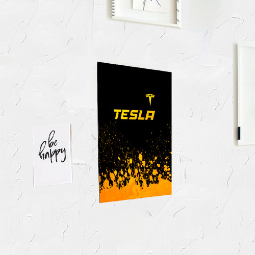 Постер Tesla - gold gradient: символ сверху - фото 3