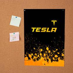 Постер Tesla - gold gradient: символ сверху - фото 2